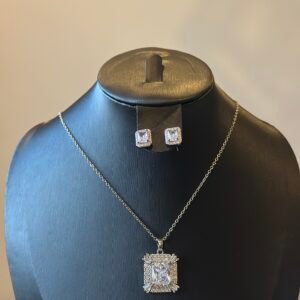 SILVER SQUARE NECKLACE SET