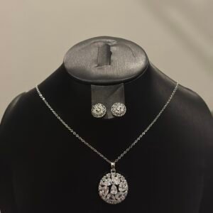 SILVER CIRCLE CLUSTER NECKLACE SET